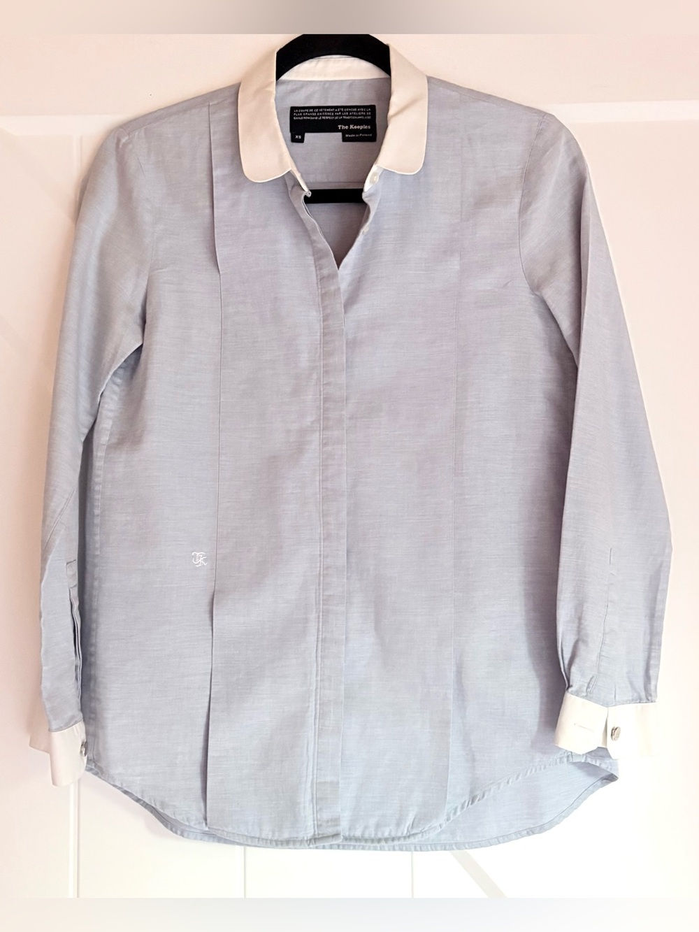 The Kooples Pale Blue Button-Down Shirt with White Collar & Cuffs